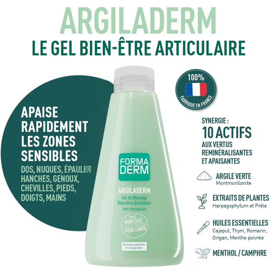 Gel argile verte Argiladerm bien-être articulaire 500ml