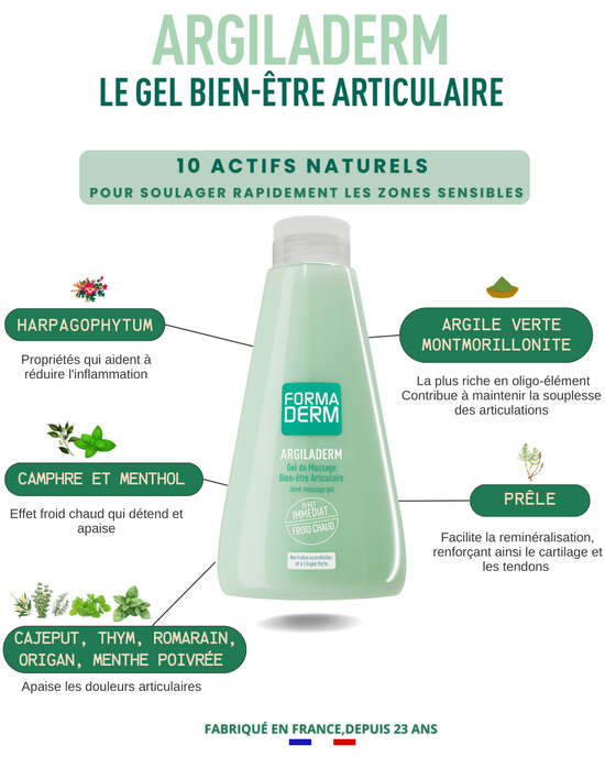 Gel argile verte Argiladerm bien-être articulaire 500ml