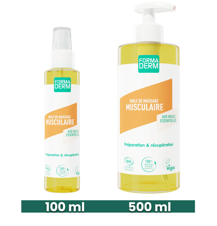 Huile massage musculaire 100 ml, 500 ml